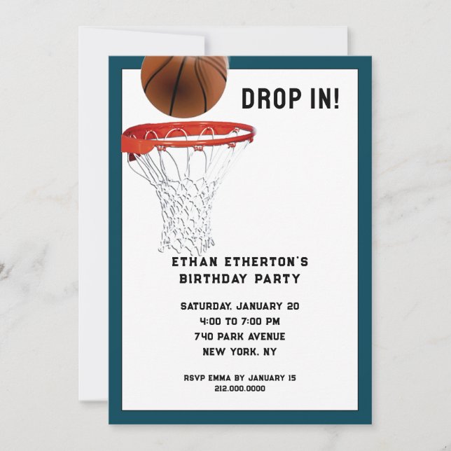 Basketball Birthday Party Invitation (Front)