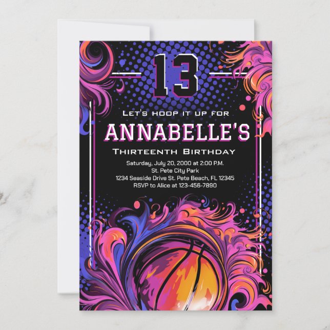Basketball Birthday Party Invitation (Front)