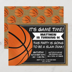 Basketball Birthday Party Invitation Fans
