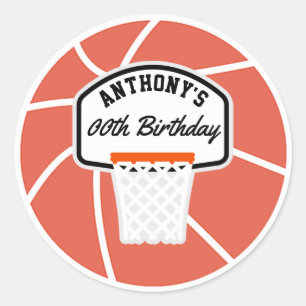 Basketball Birthday Party personalised Classic Round Sticker