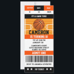 Basketball Birthday Party Ticket Invitation<br><div class="desc">Black and Orange Basketball Birthday Party VIP Ticket Invitation</div>