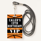 Basketball Birthday Party VIP Pass Badge