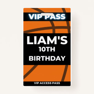 Basketball Birthday Party VIP Pass ID Badge
