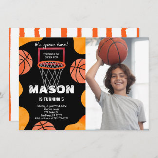 basketball Birthday Photo Invitation