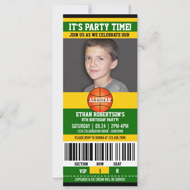 Basketball Birthday Photo Template (Front)