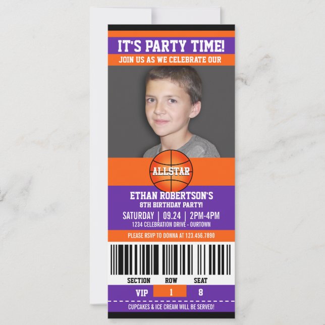 Basketball Birthday Photo Template (Front)