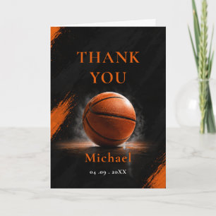 Basketball Birthday Thank You Orange Black Card