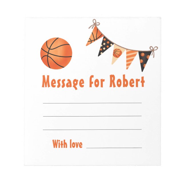 Basketball Birthday time capsule message Notepad (Front)