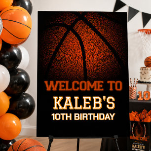 Basketball Birthday Welcome Sign Game Time