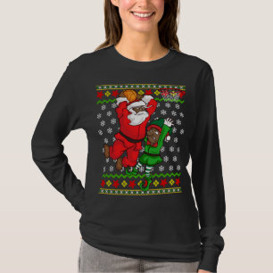 Basketball Black African American Santa Claus Dunk T-Shirt