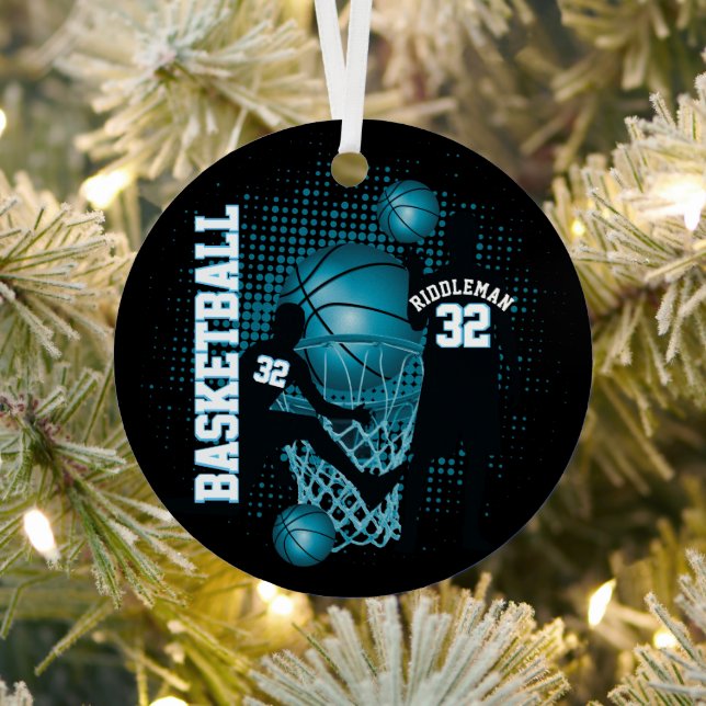 Basketball 🏀 - Black and Baby Blue Metal Tree Decoration (Insitu)