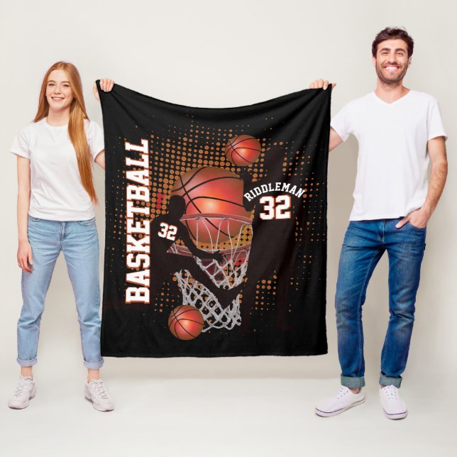 Basketball - Black and Orange -DIY Text Fleece Blanket (In Situ)
