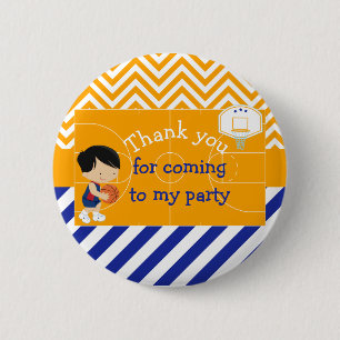 Basketball Black Hair 'Thank you for coming' 6 Cm Round Badge