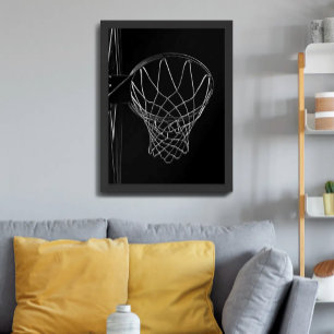 Basketball Black Minimalist Hoop Photo Poster