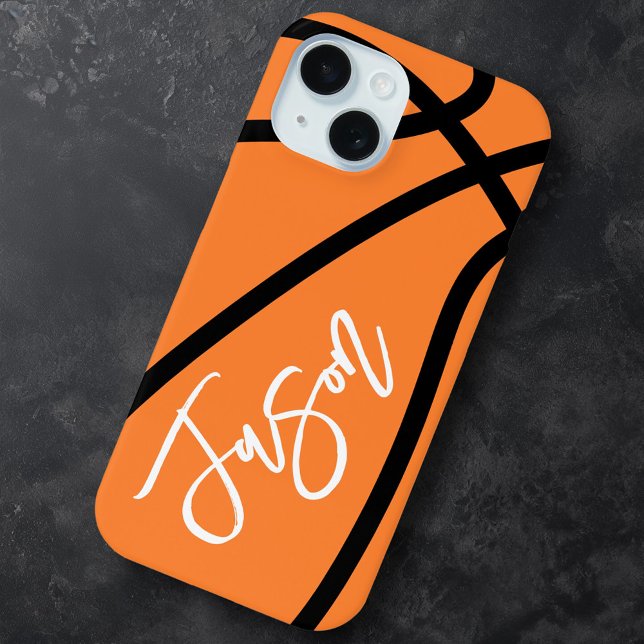 Basketball black orange custom name Case-Mate iPhone case (Basketball black orange custom name Case-Mate iPhone case)