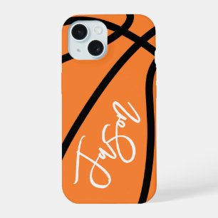 Basketball black orange custom name iPhone 15 case
