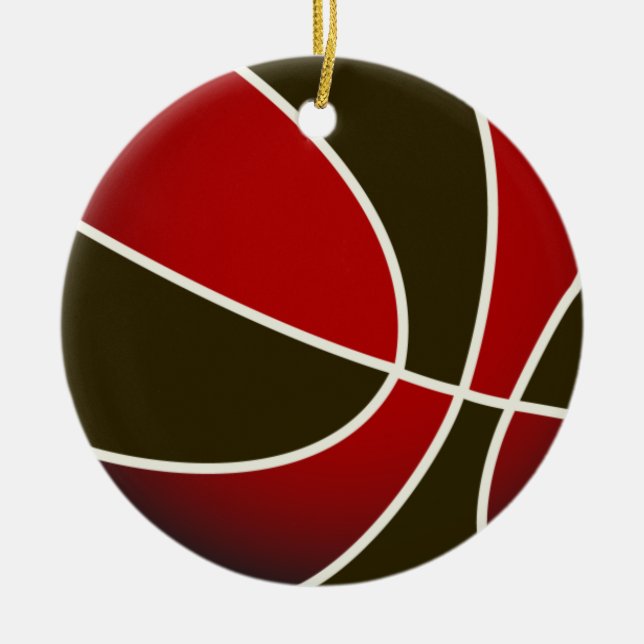 Basketball - Black/Red Ceramic Tree Decoration (Front)