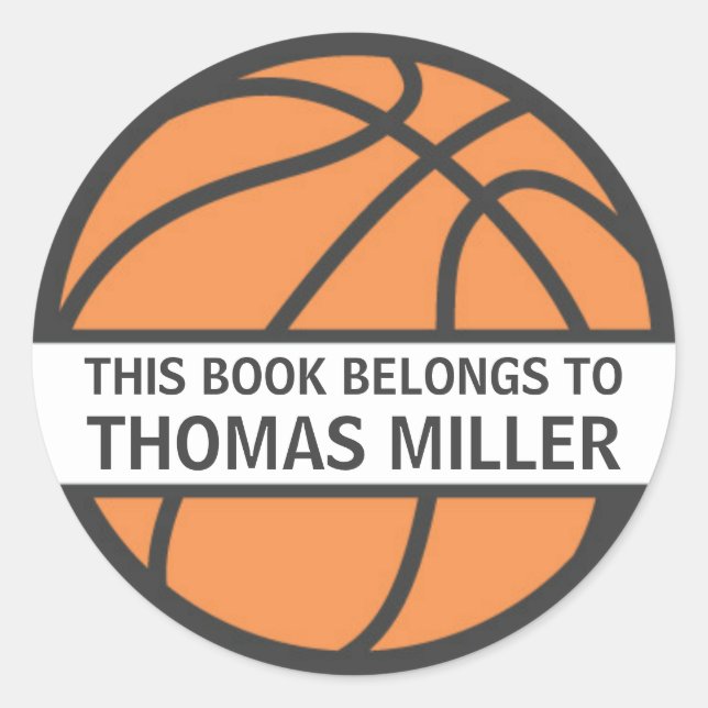 Basketball bookplate stickers for kids (Front)