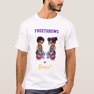 Basketball Bows Babies Boy Girl Gender Reveal T-Shirt