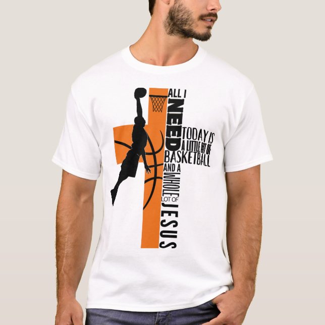  Basketball Boy Ages Kids Men All I Need Jesus T-Shirt (Front)