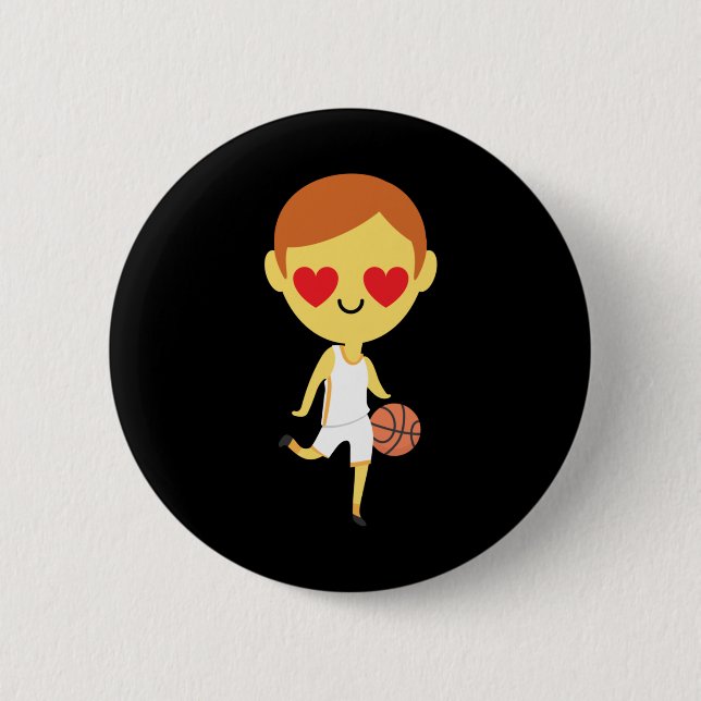 Basketball Boy Emoji  6 Cm Round Badge (Front)
