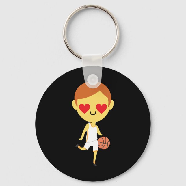 Basketball Boy Emoji  Key Ring (Front)