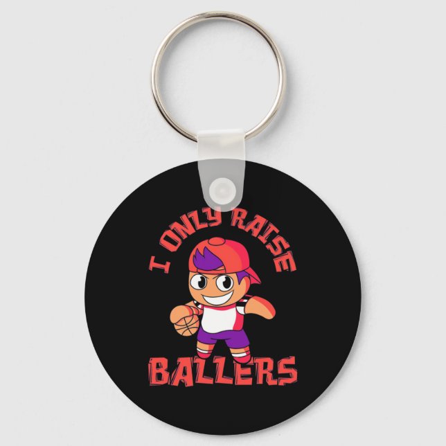 Basketball Boy Only Raise Ballers Key Ring (Front)