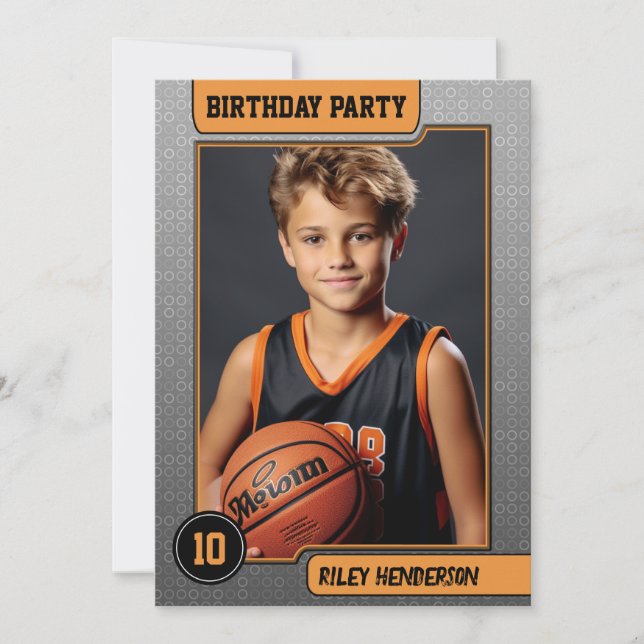 Basketball Boy's Photo Birthday Party Invitation (Front)