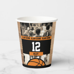 Basketball Boy's Photo Birthday Party Paper Cups