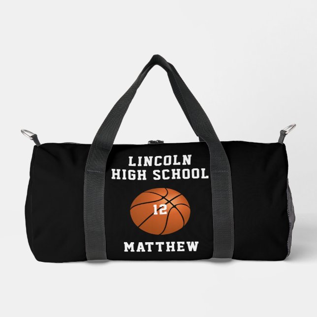 Basketball Boys School Team Name Number Duffle Bag (Front)