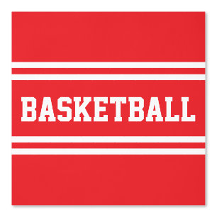 BASKETBALL Bright Red White Text Racing Stripes Wallpaper