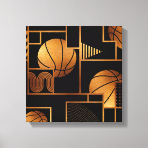 Basketball Bronze Abstract Canvas Print