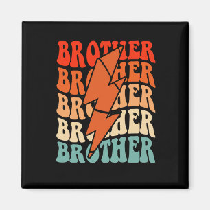 Basketball Brother Retro Groovy Lightning Bolt Fat Magnet