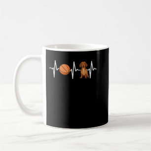 Basketball Brown Dachshund Heartbeat Dog Lover T-S Coffee Mug