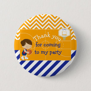 Basketball Brown Hair 'Thank you for coming' 6 Cm Round Badge