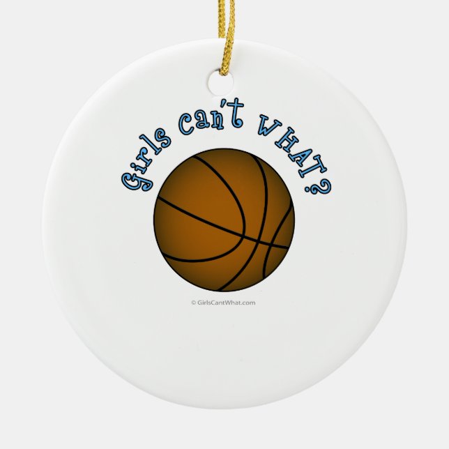 Basketball - Brown/Sky Blue Ceramic Tree Decoration (Front)