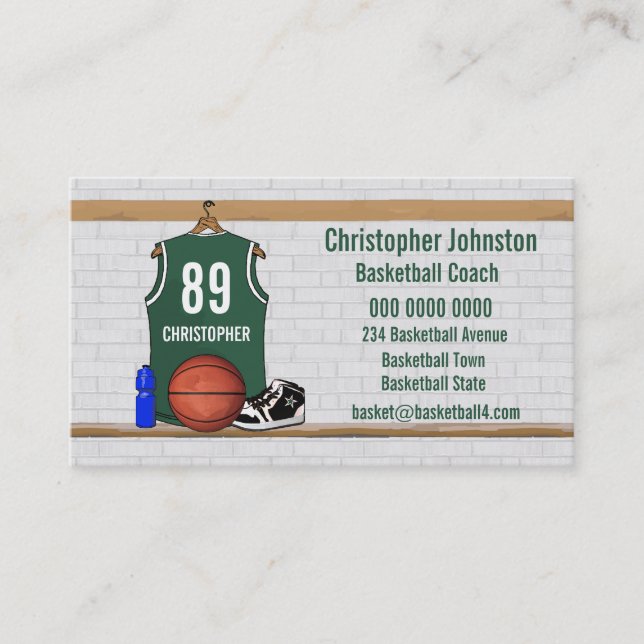 BasketBall Business cards (green) (Front)