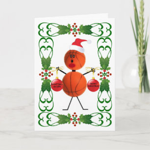 Basketball Cartoon Christmas Holiday Card
