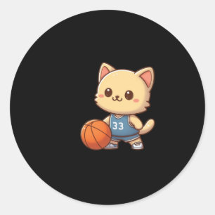 Basketball Cat Ba Classic Round Sticker