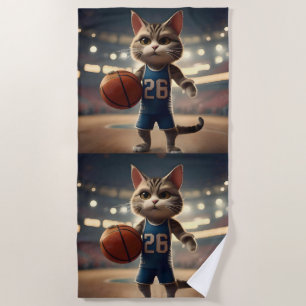 Basketball Cat,  Beach Towel