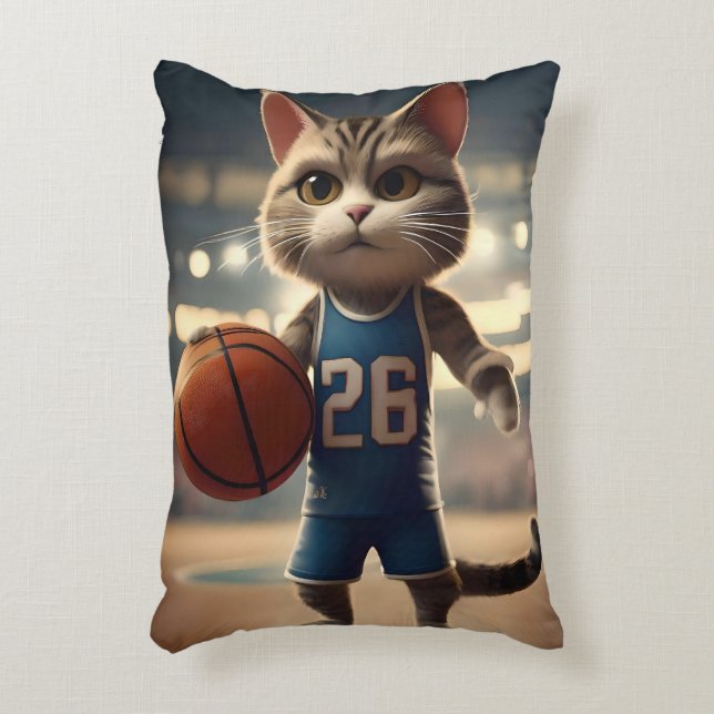 Basketball Cat,  Decorative Cushion (Front(Vertical))