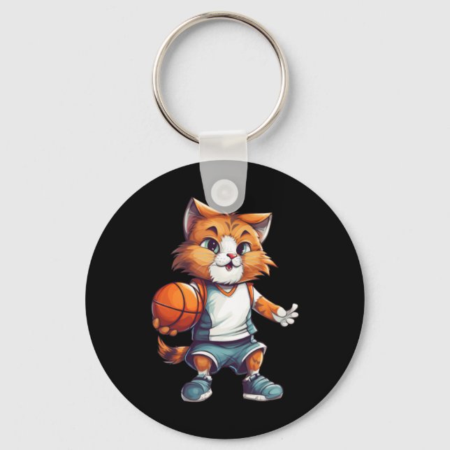 Basketball Cat  Key Ring (Front)