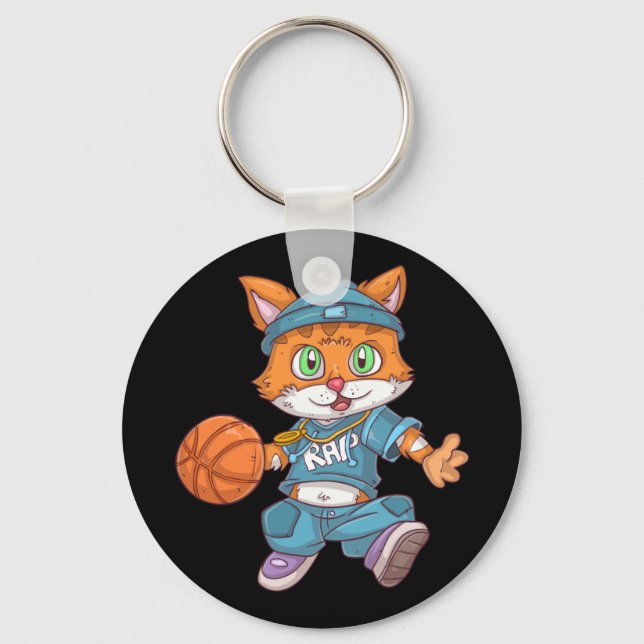 Basketball Cat  Key Ring (Front)