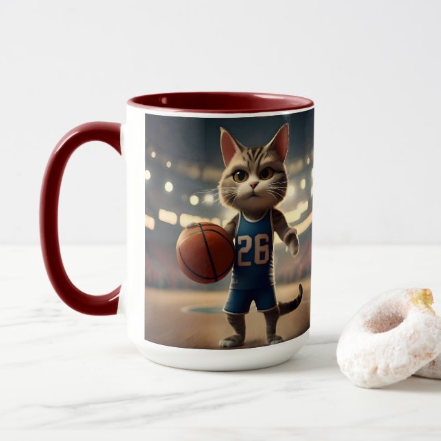 Basketball Cat, Mug (With Donut)
