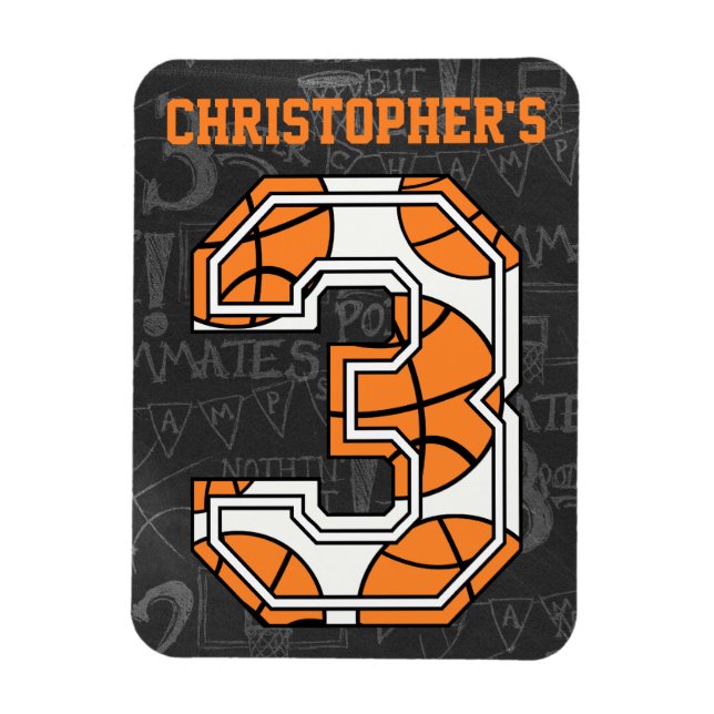 Basketball Chalkboard 3rd Birthday Magnet (Vertical)