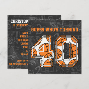 Basketball Chalkboard 40th Birthday Party Invitation