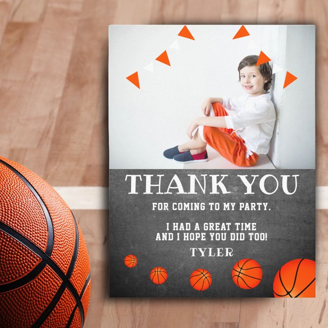 Basketball Chalkboard Birthday Photo Thank you Pos Postcard (Creator Uploaded)