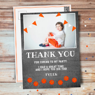 Basketball Chalkboard Birthday Photo Thank you Postcard