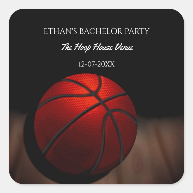 Basketball Champ Bachelor / Birthday Party Sports Square Sticker (Front)