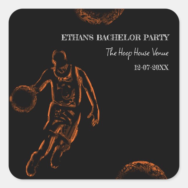 Basketball Champ Bachelor Birthday Party Sports Square Sticker (Front)